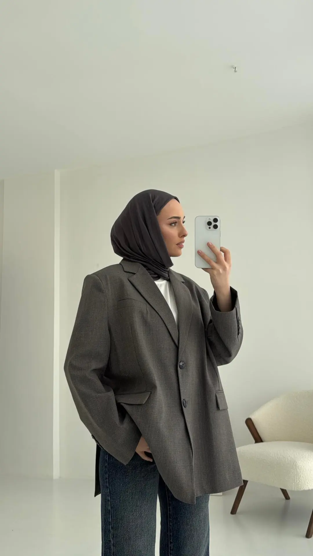 Yırtmaç Detaylı Oversize Blazer Ceket