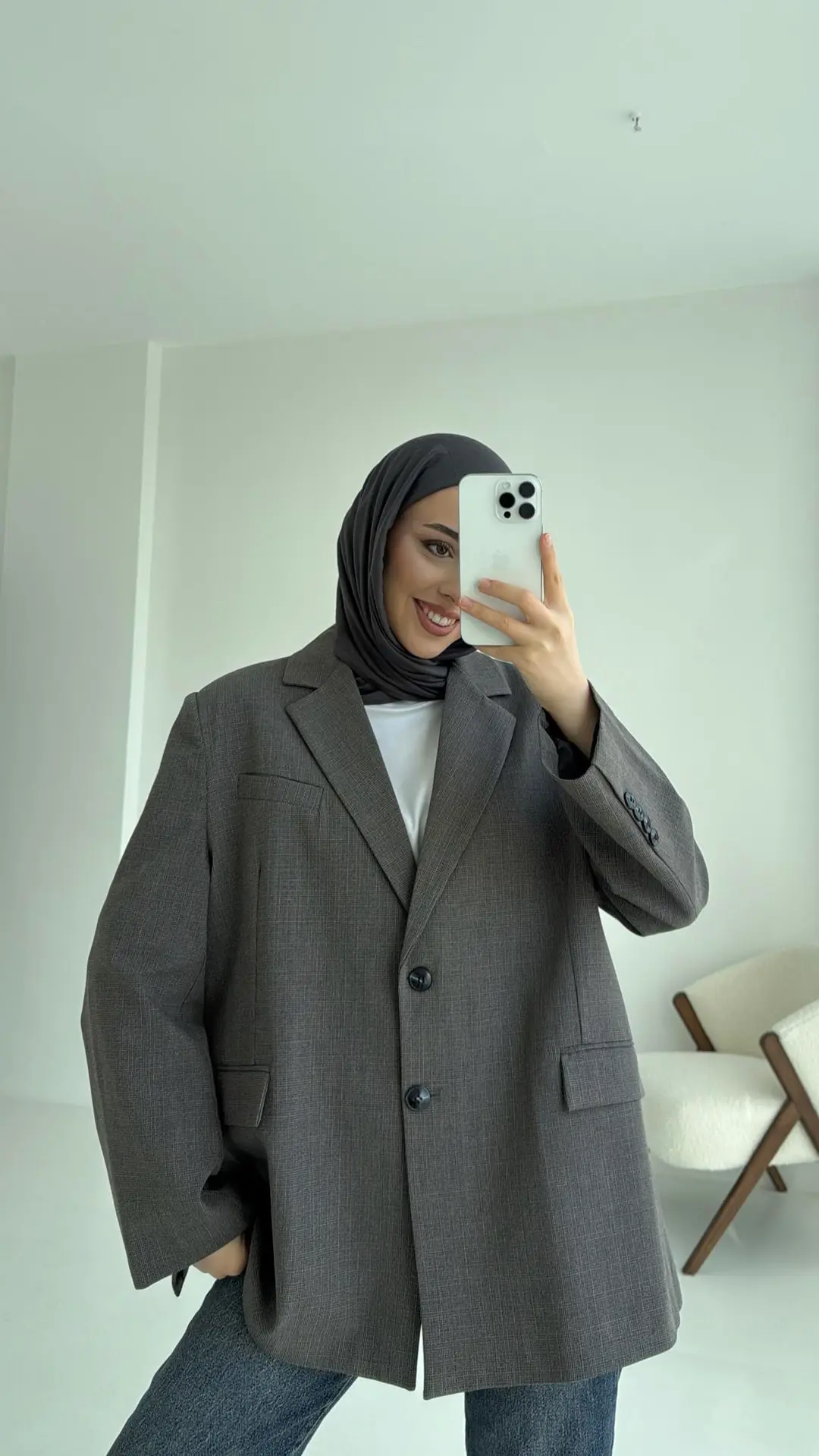 Yırtmaç Detaylı Oversize Blazer Ceket - Görsel 10