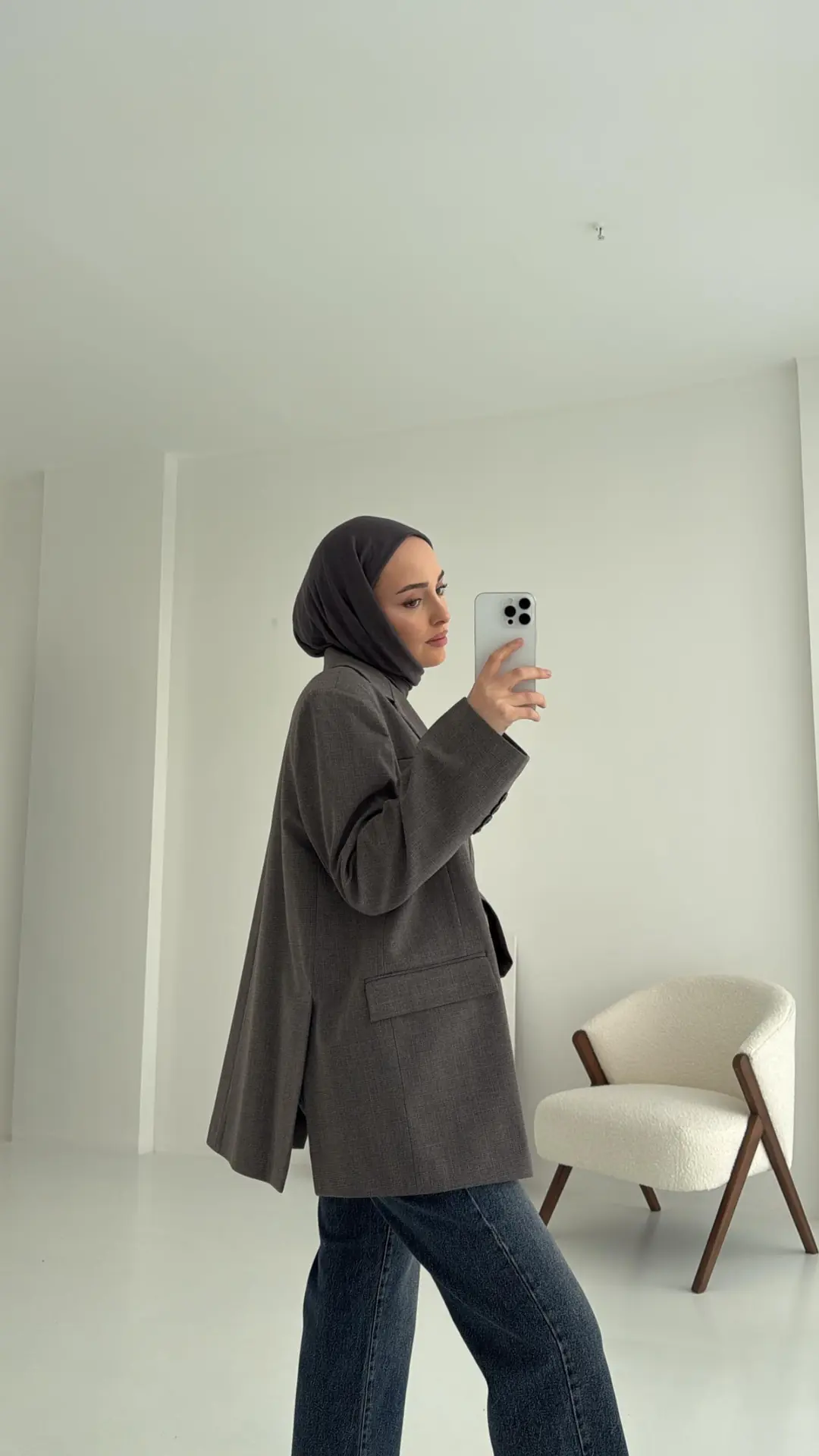 Yırtmaç Detaylı Oversize Blazer Ceket - Görsel 4