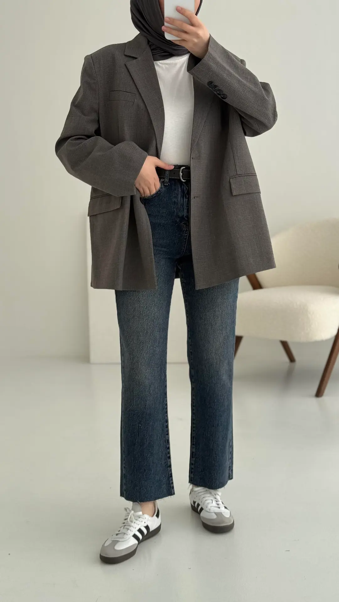 Yırtmaç Detaylı Oversize Blazer Ceket - Görsel 7