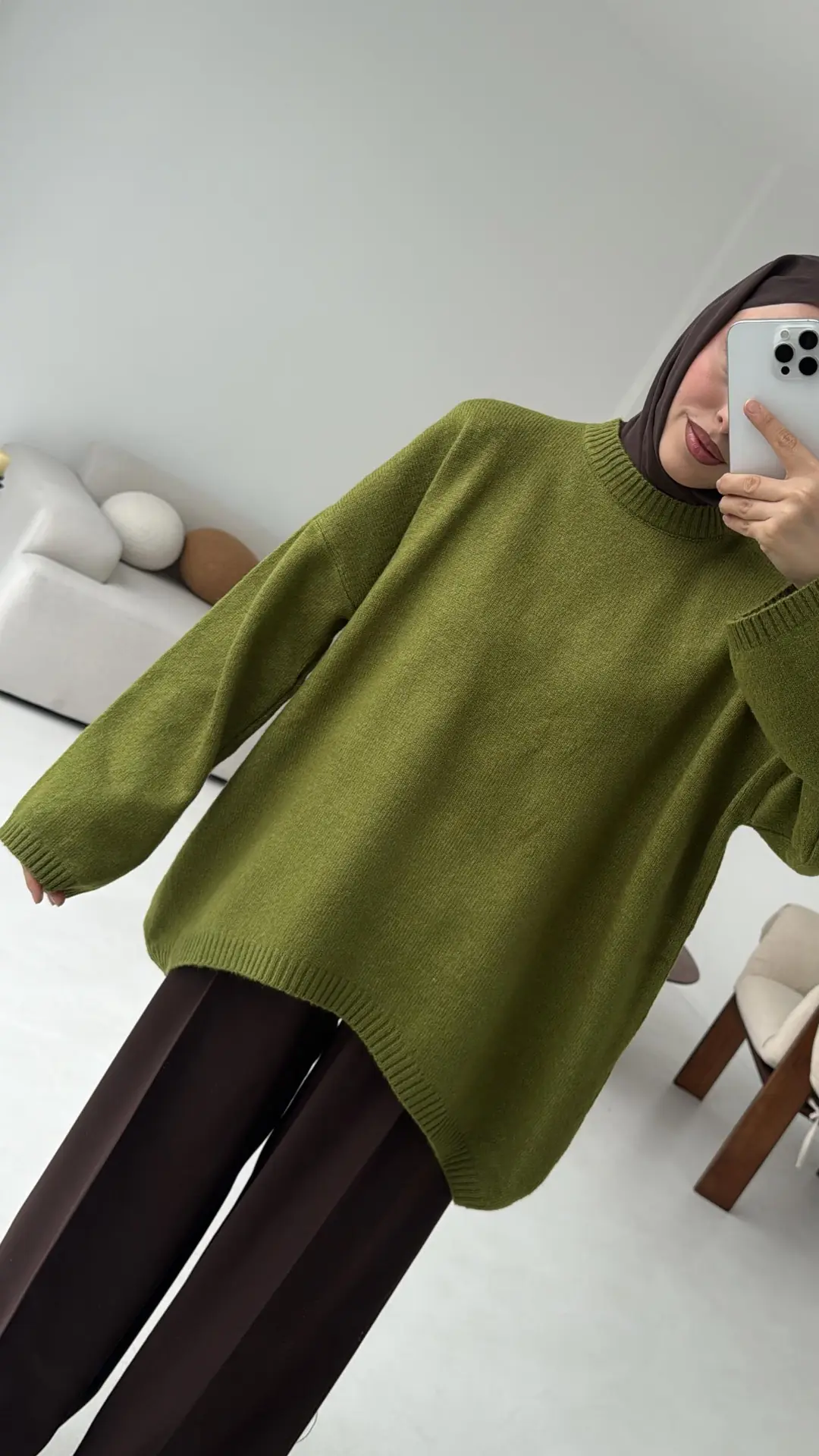 Yumuşak Kazak Olive - Görsel 4